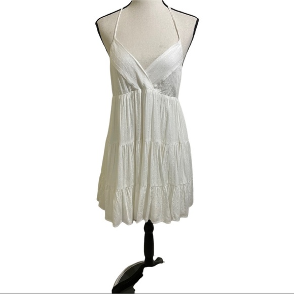 Inmod womens mini dress tiered v-neck rayon back crisscross pattern Small - Picture 2 of 15